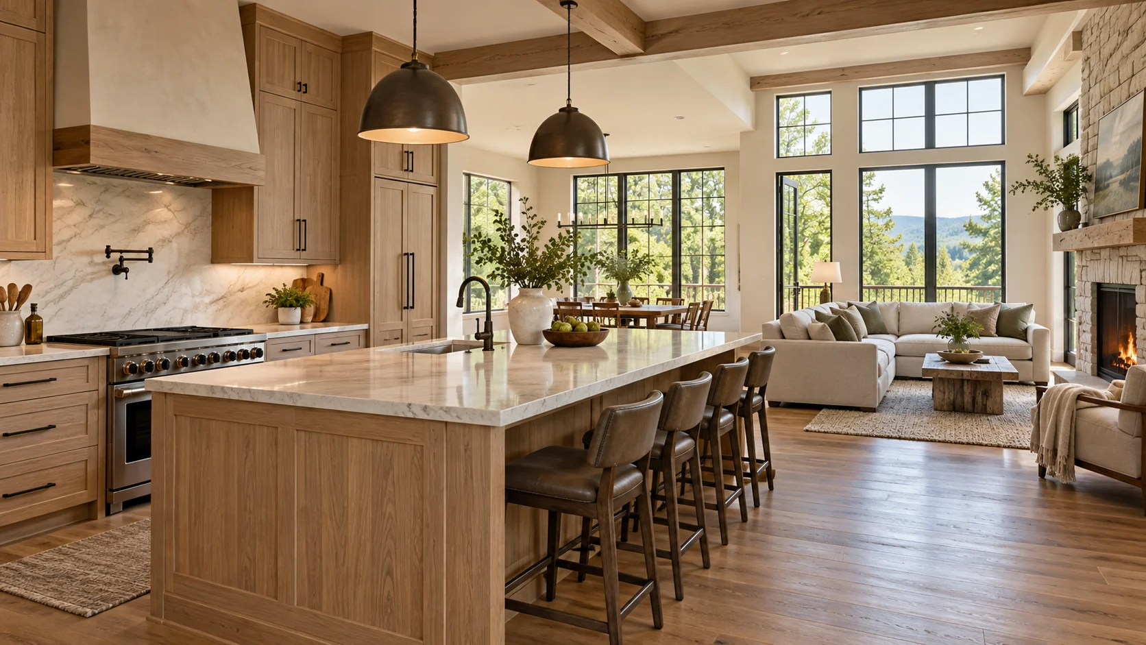 Sunlit renovated kitchen and living space